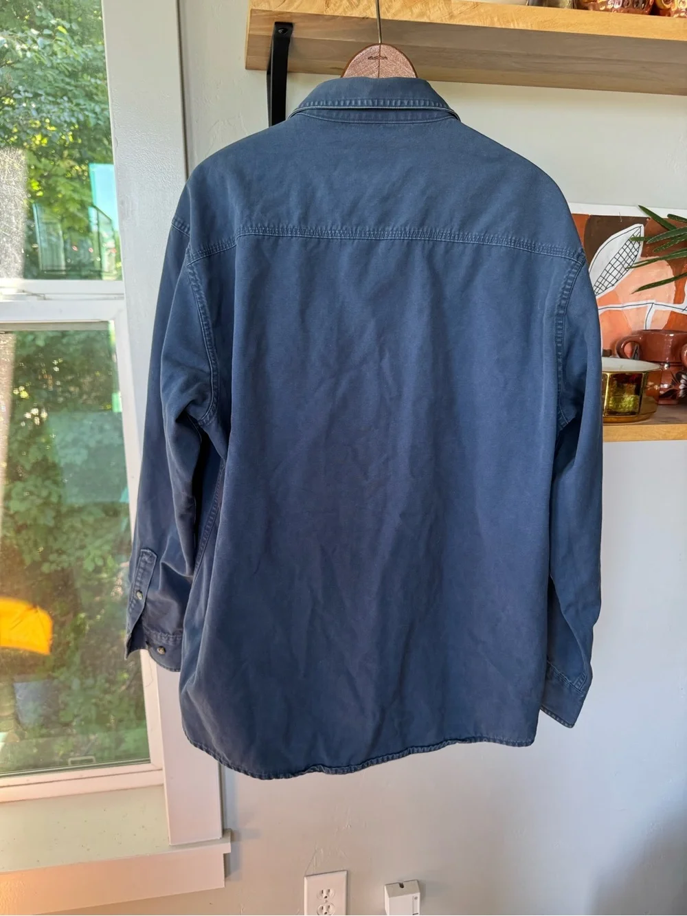 Cabela's Men's Dark Blue Flannel Lined Cotton Canvas Shirt Jacket Shacket Large